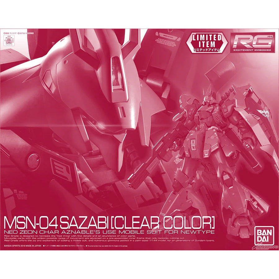 Gundam 1/144 RG Sazabi (Clear Color) Model Kit Exclusive