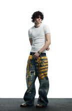 DND4DES Regal Braid Graphic Curved-Leg Baggy Jeans