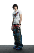 DND4DES Chicago Bulls Print Studded Flare Jeans