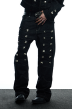 DND4DES Studded Raw Denim Flare Jeans