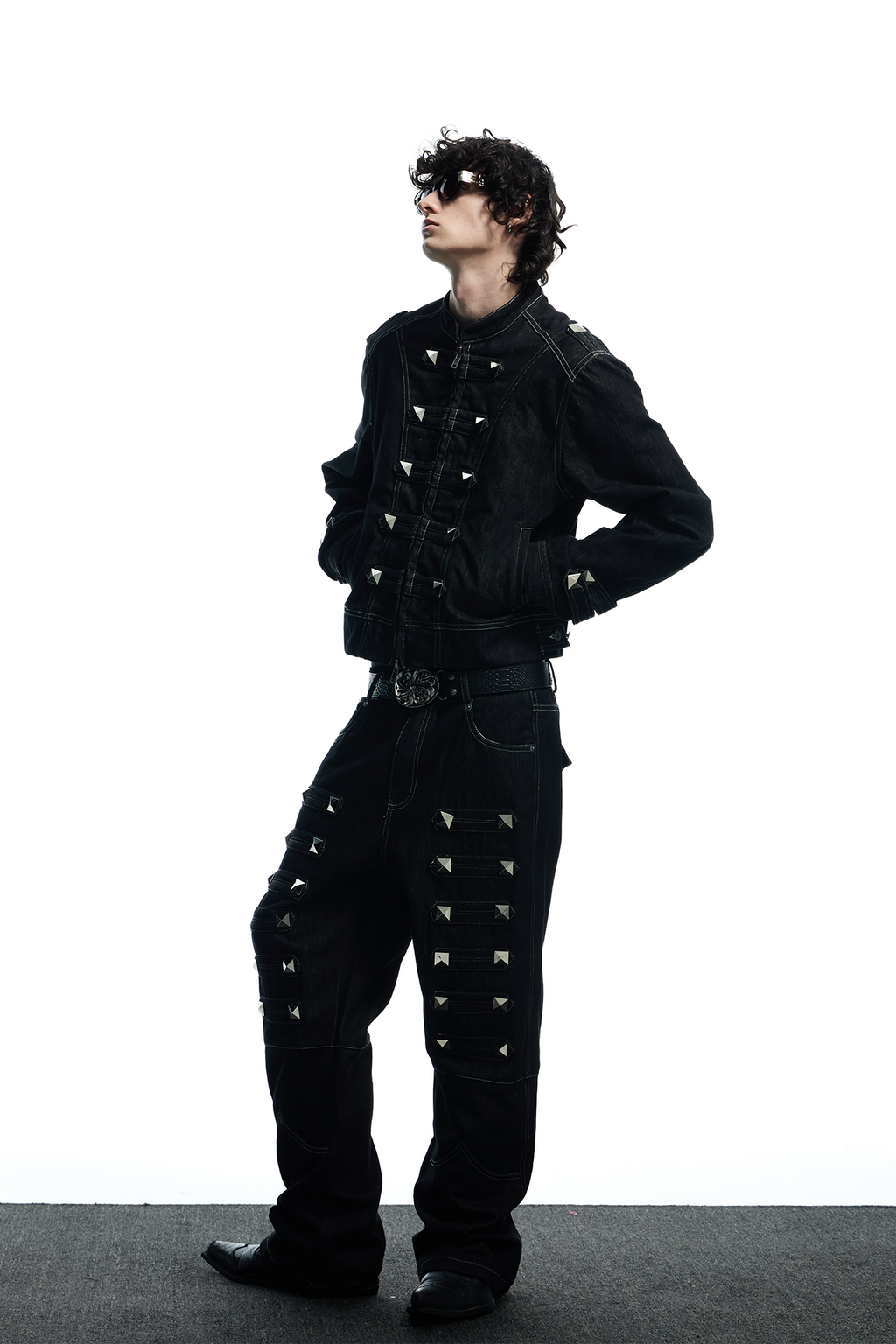 DND4DES Studded Raw Denim Flare Jeans