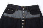 CLP Contrast-Waist Botton-Fly Oversized Raw Jeans