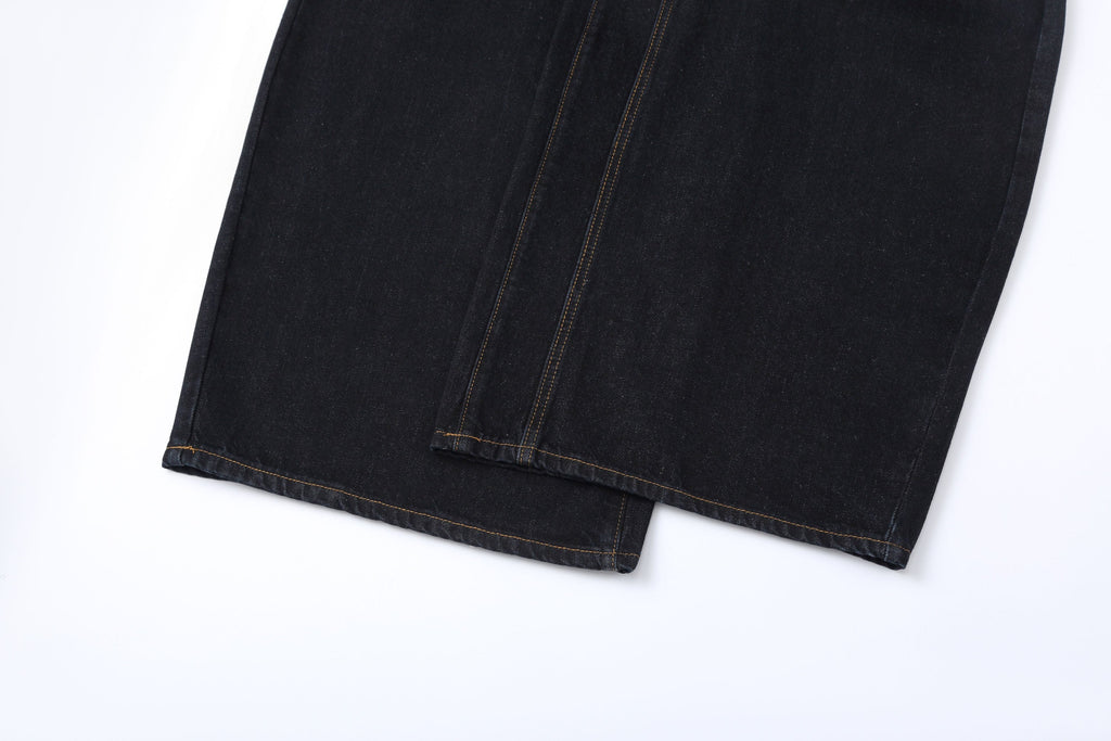 CLP Contrast-Waist Botton-Fly Oversized Raw Jeans