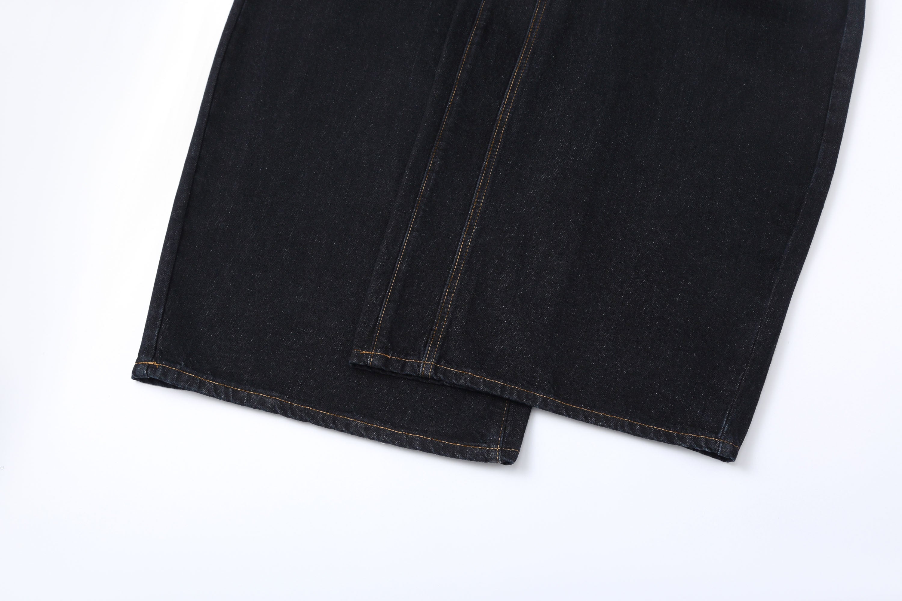 CLP Contrast-Waist Botton-Fly Oversized Raw Jeans