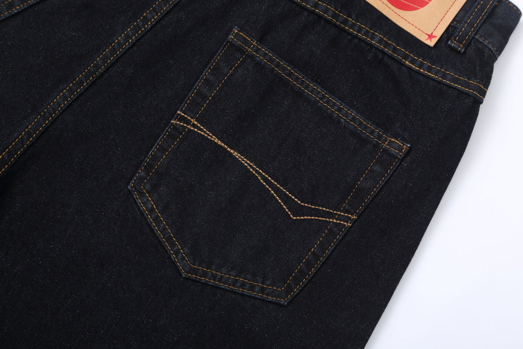 CLP Contrast-Waist Botton-Fly Oversized Raw Jeans