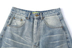 CLP Whiskering Washed Oversized Curved-Leg Jeans
