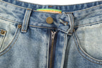 CLP Whiskering Washed Oversized Curved-Leg Jeans