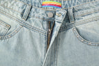 CLP Washed Diamond-Dusted Curved-Leg Jeans