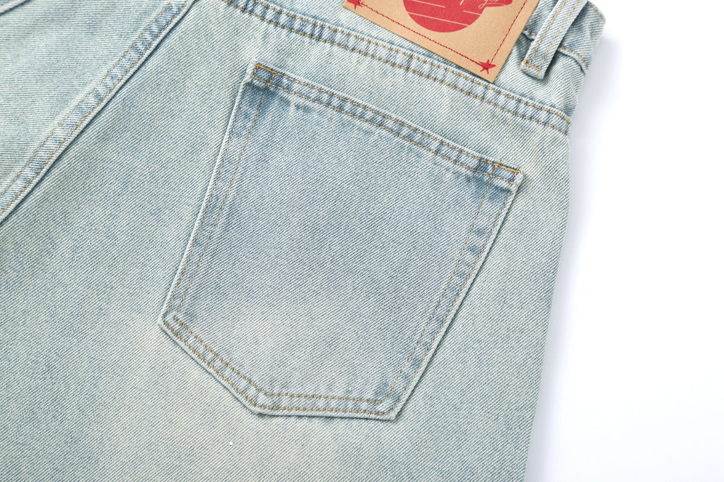 CLP Washed Diamond-Dusted Curved-Leg Jeans