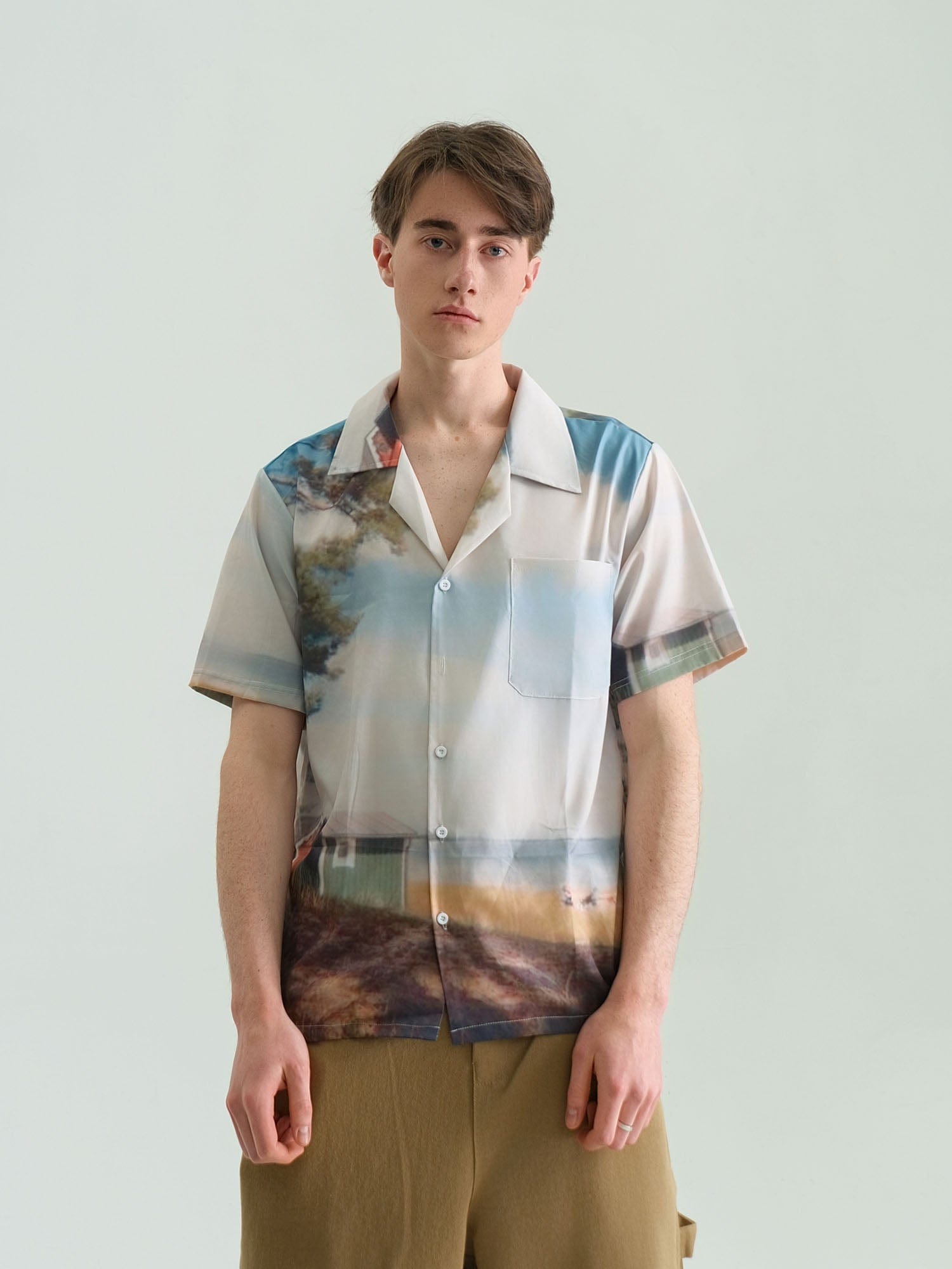 WIID Landscape Full-Print Cuban Half Shirt