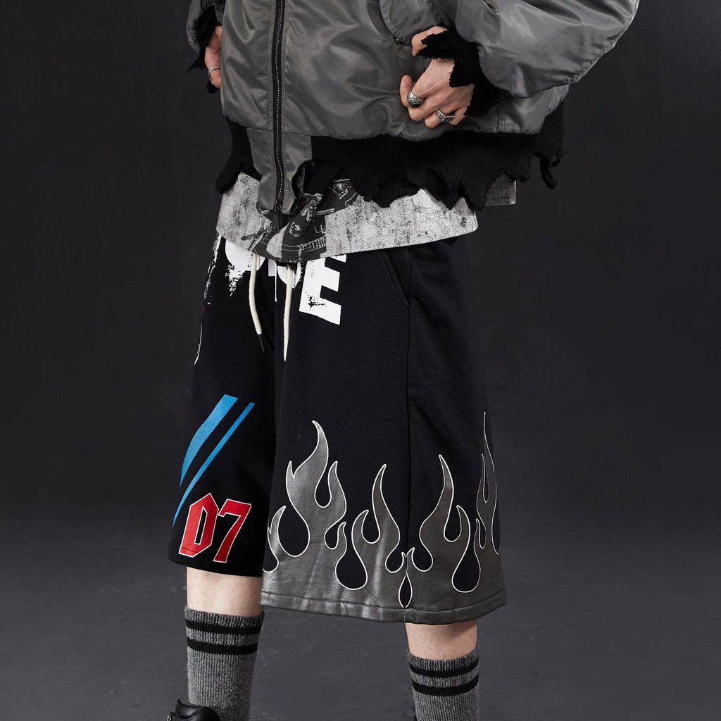 VENTUREK Graffiti Flame Graphic Drawstring Shorts