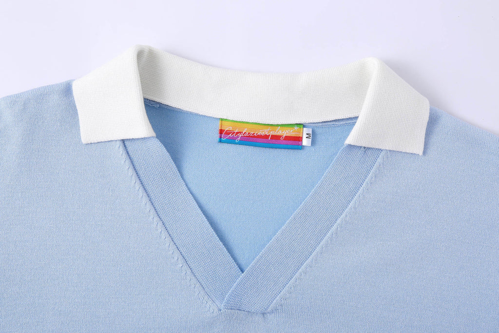 CLP V-Neck Detachable Collar Knitted Tee