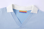 CLP V-Neck Detachable Collar Knitted Tee