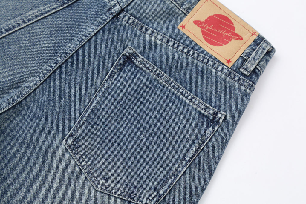 CLP Retro Washed Distressed Rivet Jeans