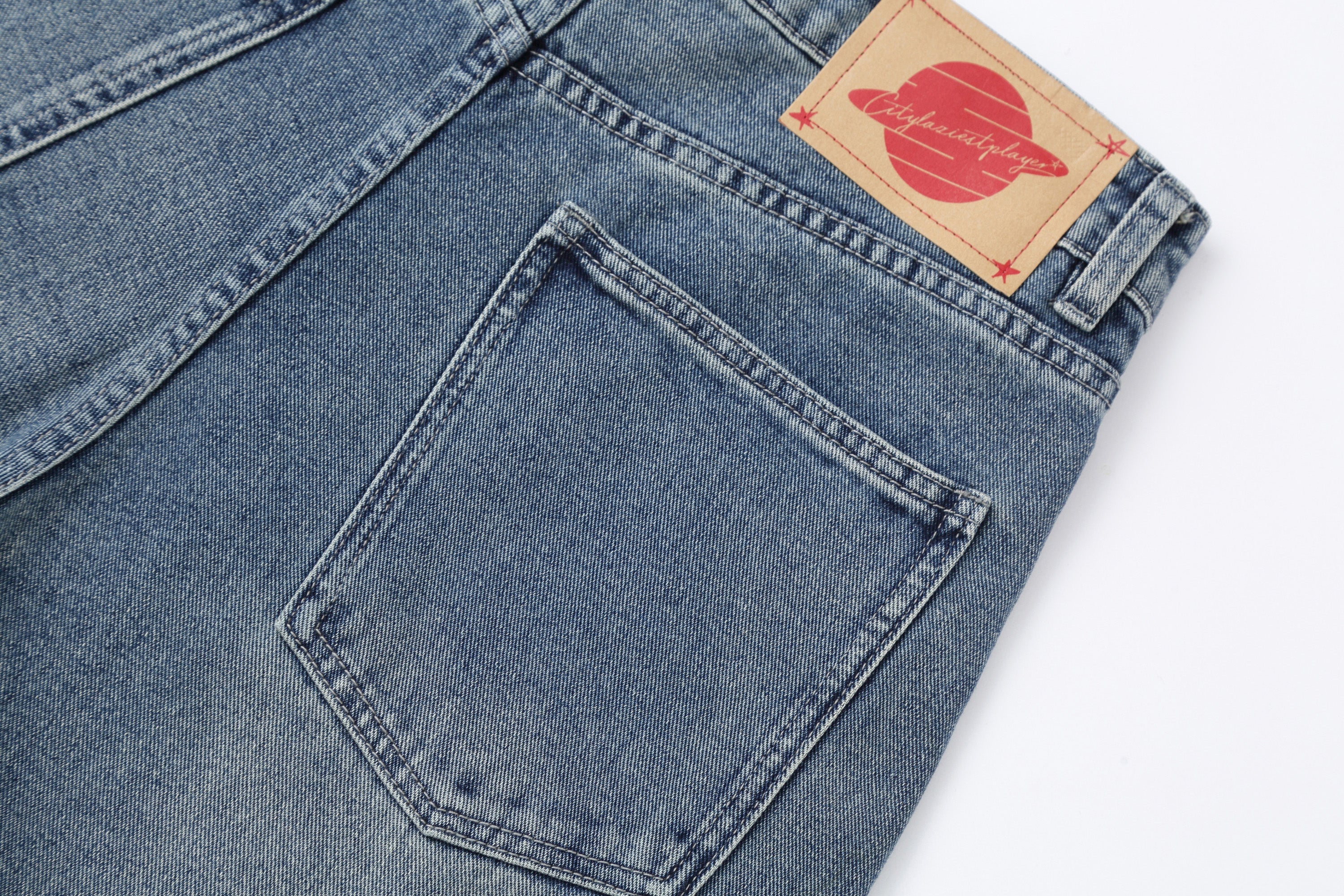 CLP Retro Washed Distressed Rivet Jeans