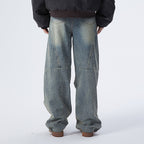 ERROR CODE ROBOT Washed Curved Pleated- Knee Jeans