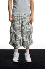 DND4DES Drawstring Camo Cargo Wide-Leg Shorts