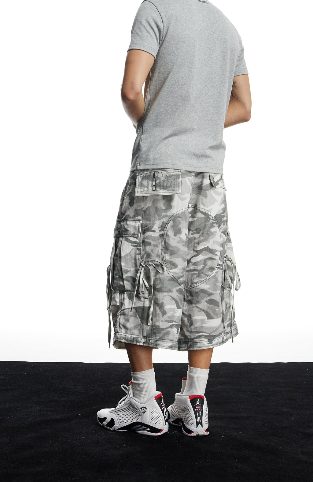 DND4DES Drawstring Camo Cargo Wide-Leg Shorts