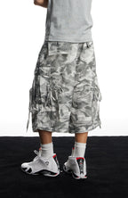 DND4DES Drawstring Camo Cargo Wide-Leg Shorts