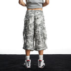 DND4DES Drawstring Camo Cargo Wide-Leg Shorts