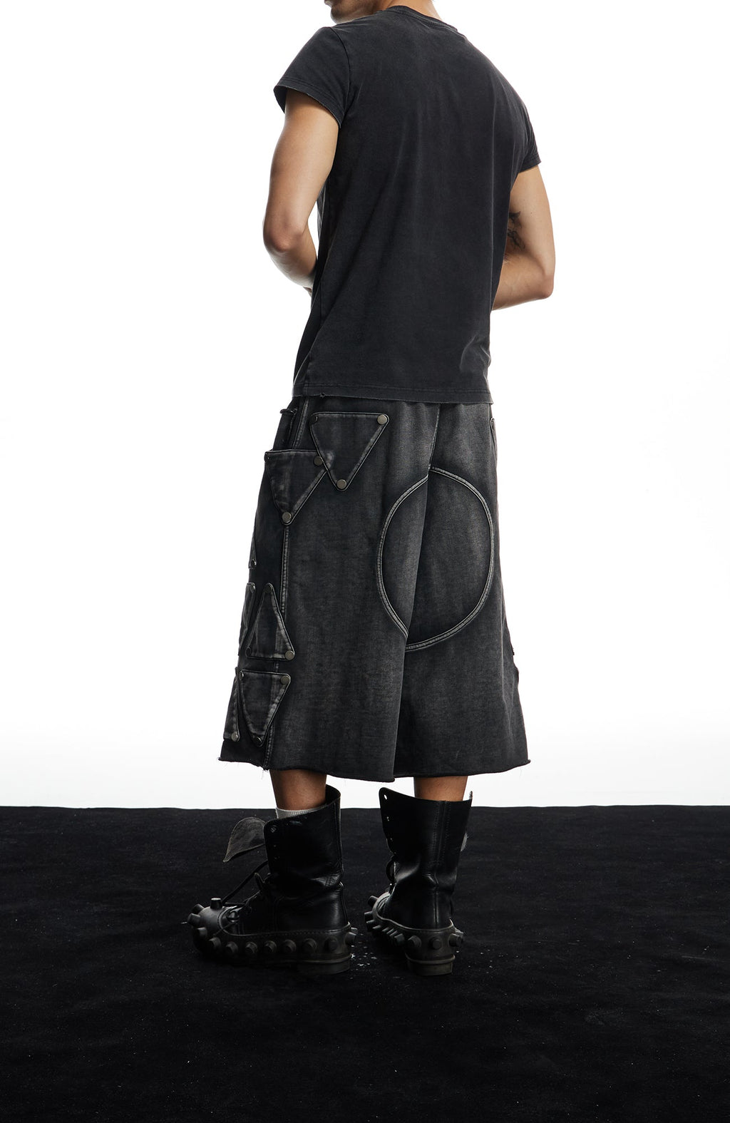 DND4DES Washed Geometric Panel Shorts