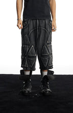 DND4DES Washed Geometric Panel Shorts