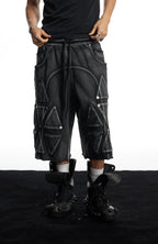 DND4DES Washed Geometric Panel Shorts