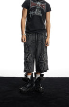 DND4DES Washed Geometric Panel Shorts