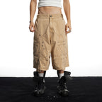 DND4DES Geometric Panel Studded Wide-Leg Shorts