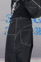 DND4DES Airplane-Buckle Curved Baggy Jeans
