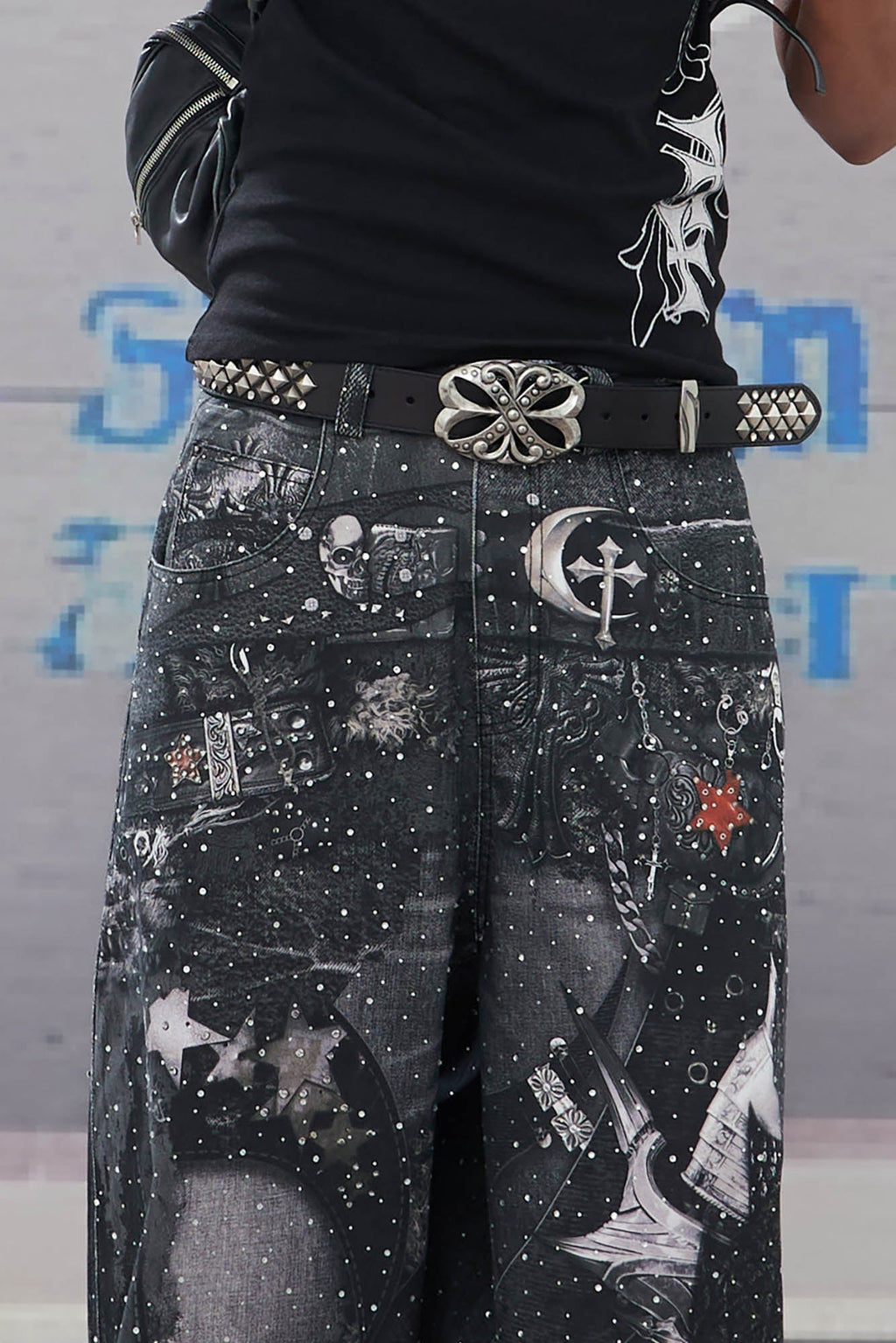 DND4DES Armour Full-Print Diamond Baggy Jeans