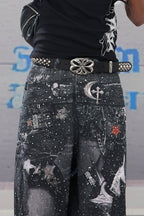 DND4DES Armour Full-Print Diamond Baggy Jeans