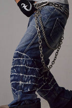 DND4DES Lightning-Creased Flared Jeans Blue
