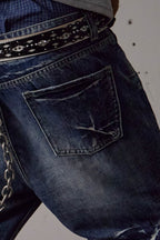 DND4DES Lightning-Creased Flared Jeans Blue