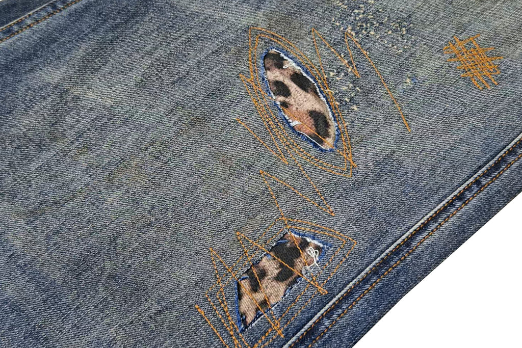 FACEONLAB Grunge Distressed Straight-Leg Jeans