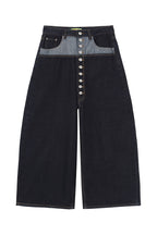 CLP Contrast-Waist Botton-Fly Oversized Raw Jeans