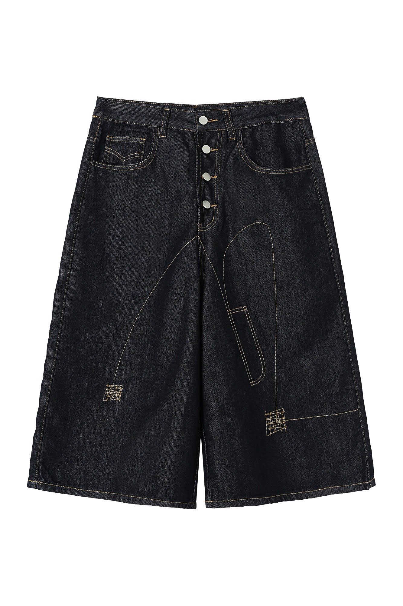 CLP Retro Contrast Stitch Straight-Leg Jorts
