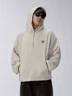 F2CE Embroidered LOGO Patch Half-Zip Fleece Hoodie