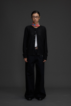 NIANJIUYIKOUER Embroidered Wide-Leg Twill Pants