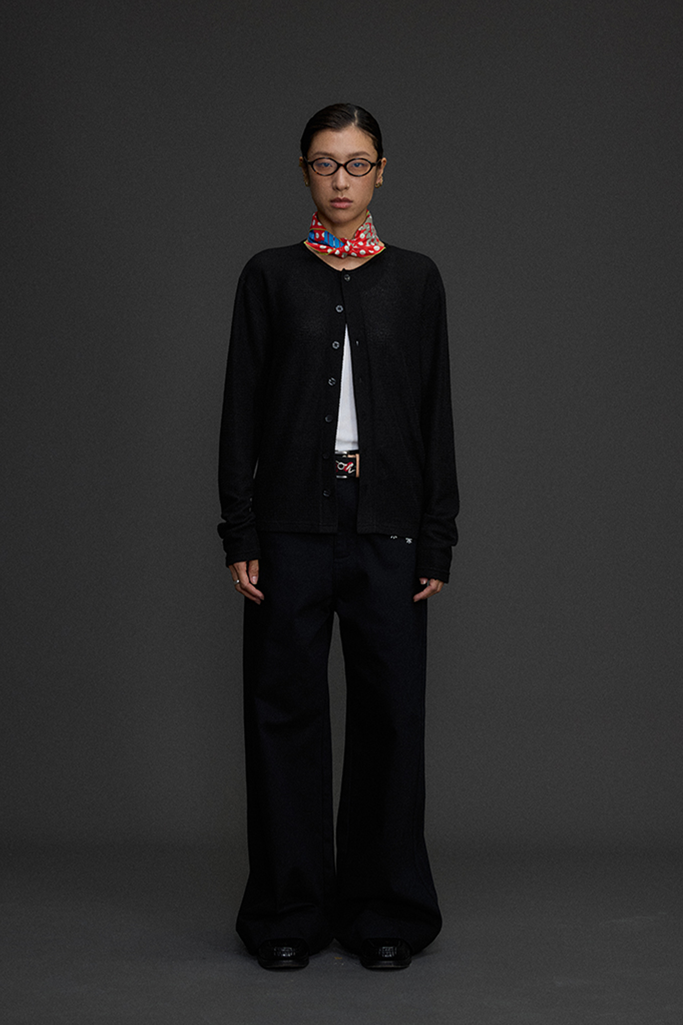 NIANJIUYIKOUER Embroidered Wide-Leg Twill Pants