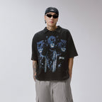 F2CE Distressed Waffle-Knit Graphic Polo