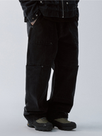 F2CE Washed Panel Multi-Pocket Straight-Leg Jeans