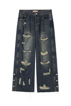 CLP Distressed Buttoned Wide-Leg Jeans