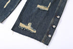 CLP Distressed Buttoned Wide-Leg Jeans