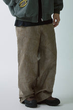 F2CE Distressed Paneled Waxed Pants