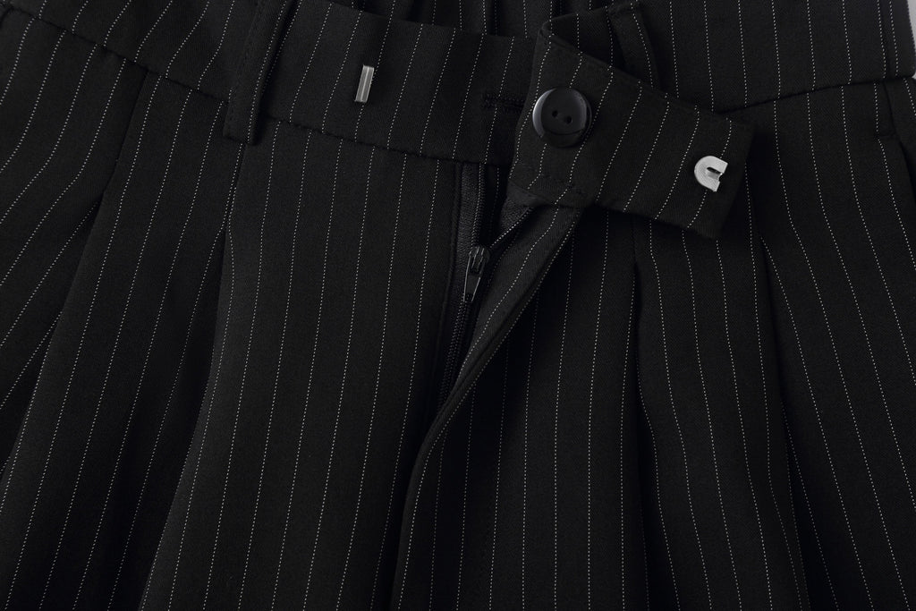 CLP Striped Pleated Wide-Leg Trousers