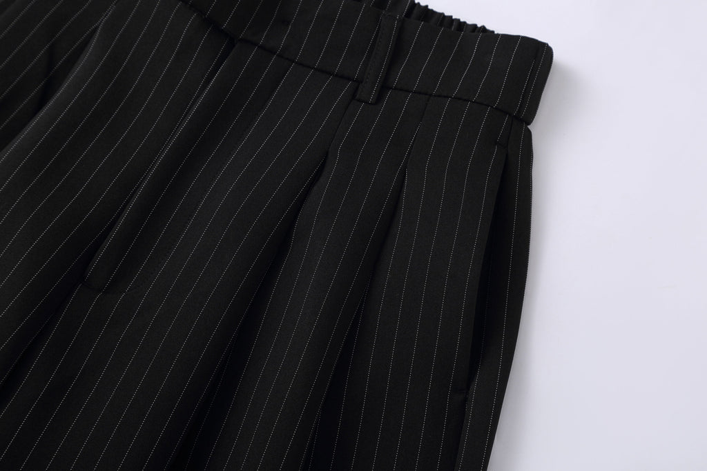 CLP Striped Pleated Wide-Leg Trousers