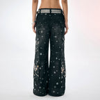 DND4DES×Faychui Snowflake Full-Print Spliced Multi-Pocket Jeans