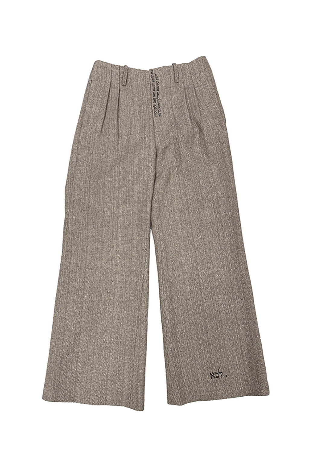 RICHILL Herringbone Hebrew Embroidery Wool-Blended Trousers