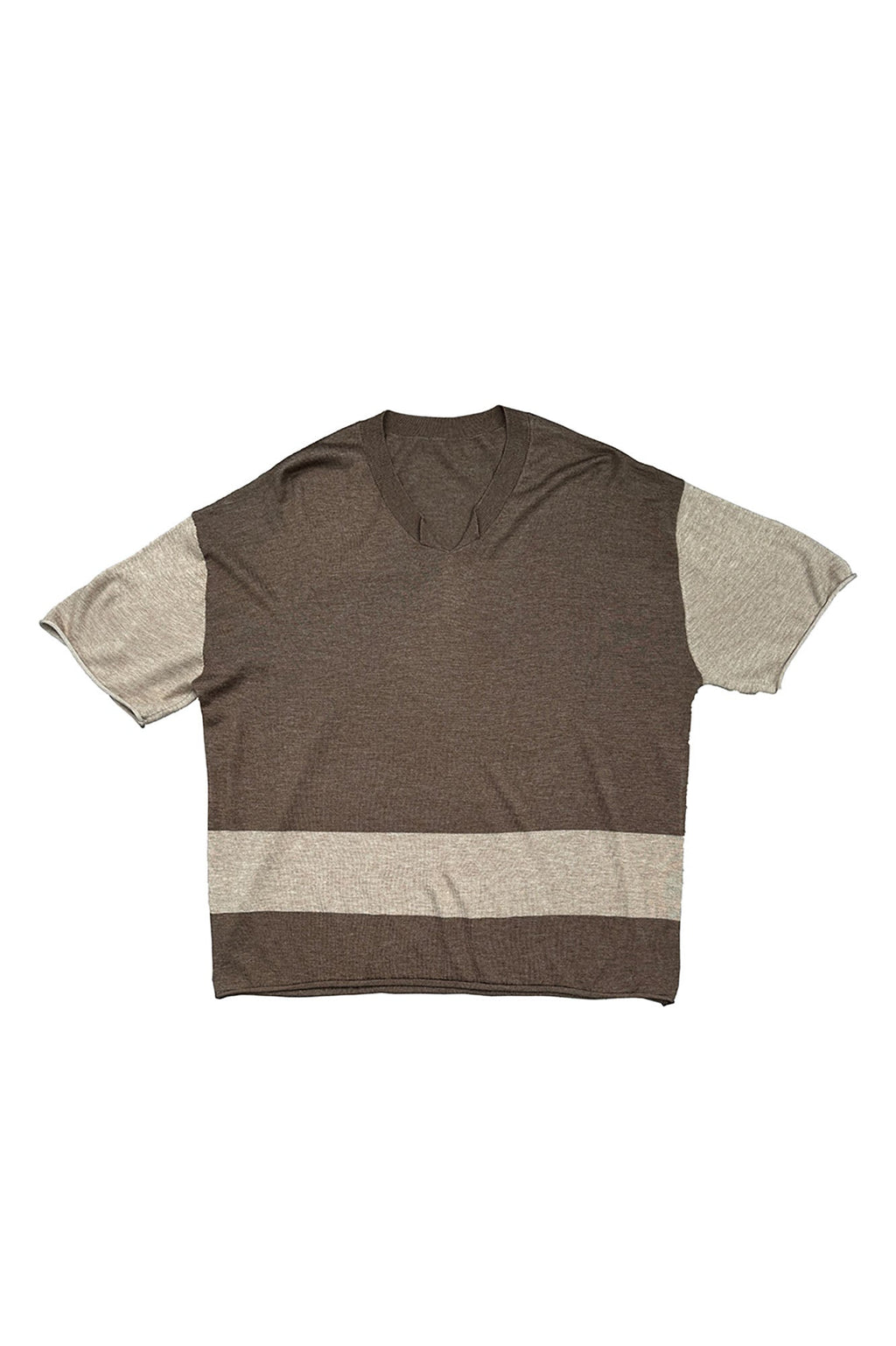 RICHILL Contrast Wool-Blended V-Neck T-Shirt